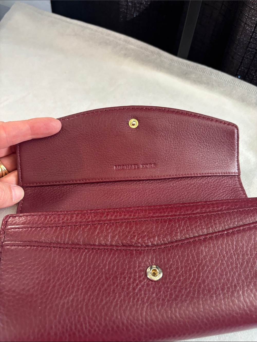 Michael Kors Burgundy Leather Wallet with Gold Plaque - Picture 9 of 15